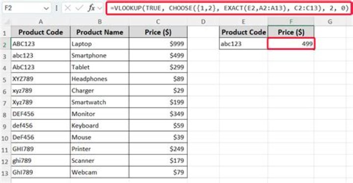 Can I make VLOOKUP case-sensitive?