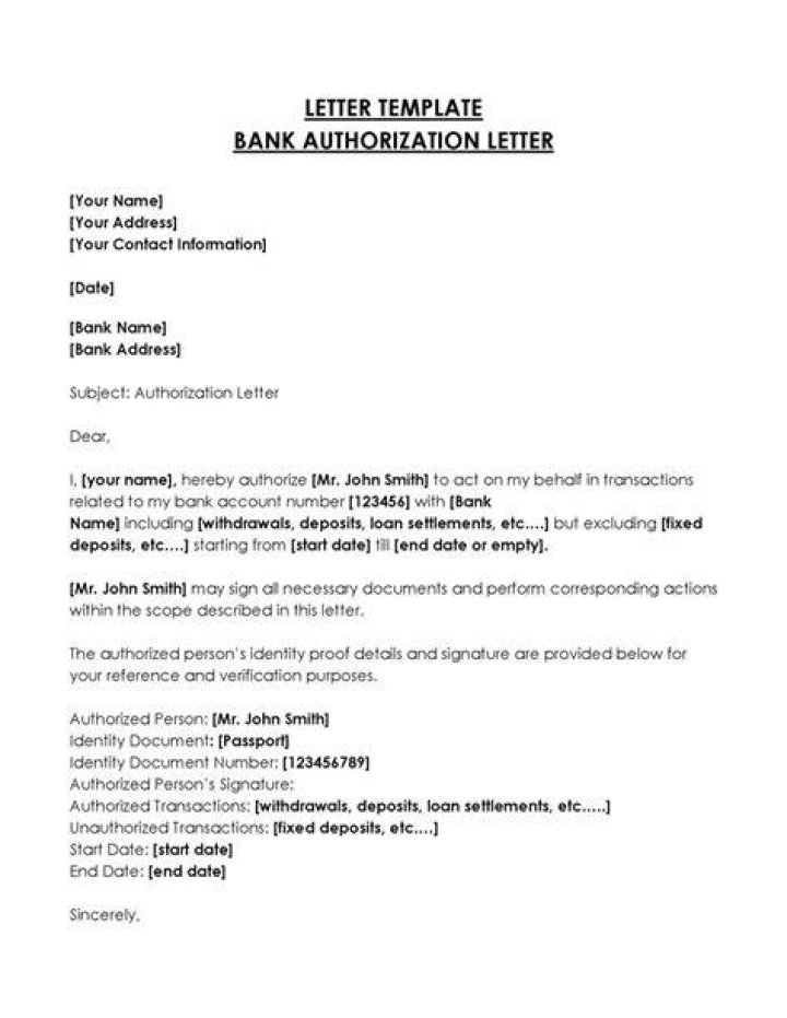 How do I write a bank authorization letter?