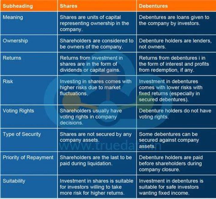 What is the difference between debenture and share?