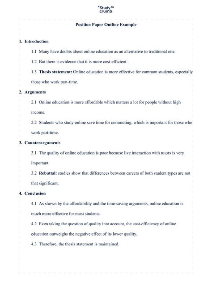 What is the format of position paper?