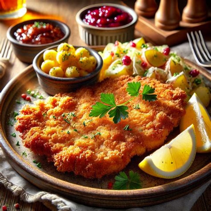 What is traditionally served with Wiener Schnitzel?