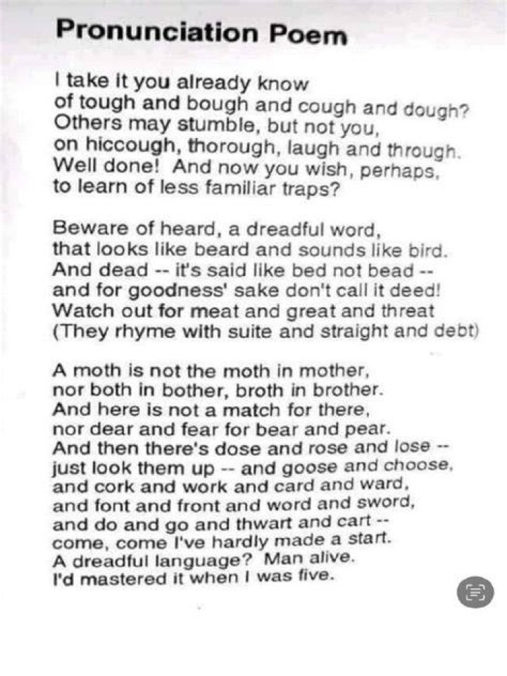 Who wrote pronunciation poem?